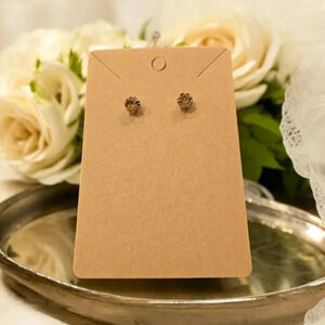 1 LEFT! Gold Plated Bronze Rhinestone Stud Earrings